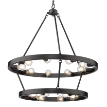 Golden 1019-96 BLK - Golden Lighting Castile 15-light 2-tier Chandelier (9+6) in Matte Black